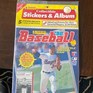 1990 Panini Collectible Stickers & Album, 5 Sticker Packs $25 Unopened package